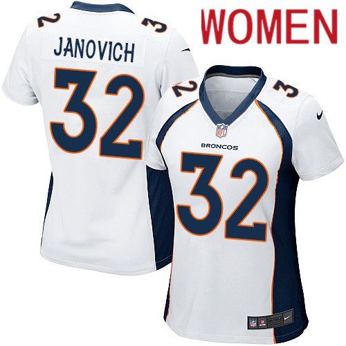 Women Denver Broncos #32 Andy Janovich White Nike Game NFL Jersey->women nfl jersey->Women Jersey